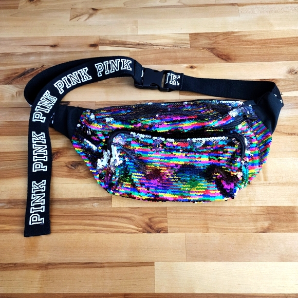 PINK Victoria's Secret Handbags - Pink Victorias Secret Fanny Pack Adjustable Sequins Colorful